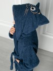 Халат детский махровый с вышивкой "синий котик"